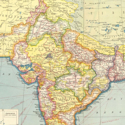 Harmsworth 1920 Vintage Colour Map of British India, Aden Inset