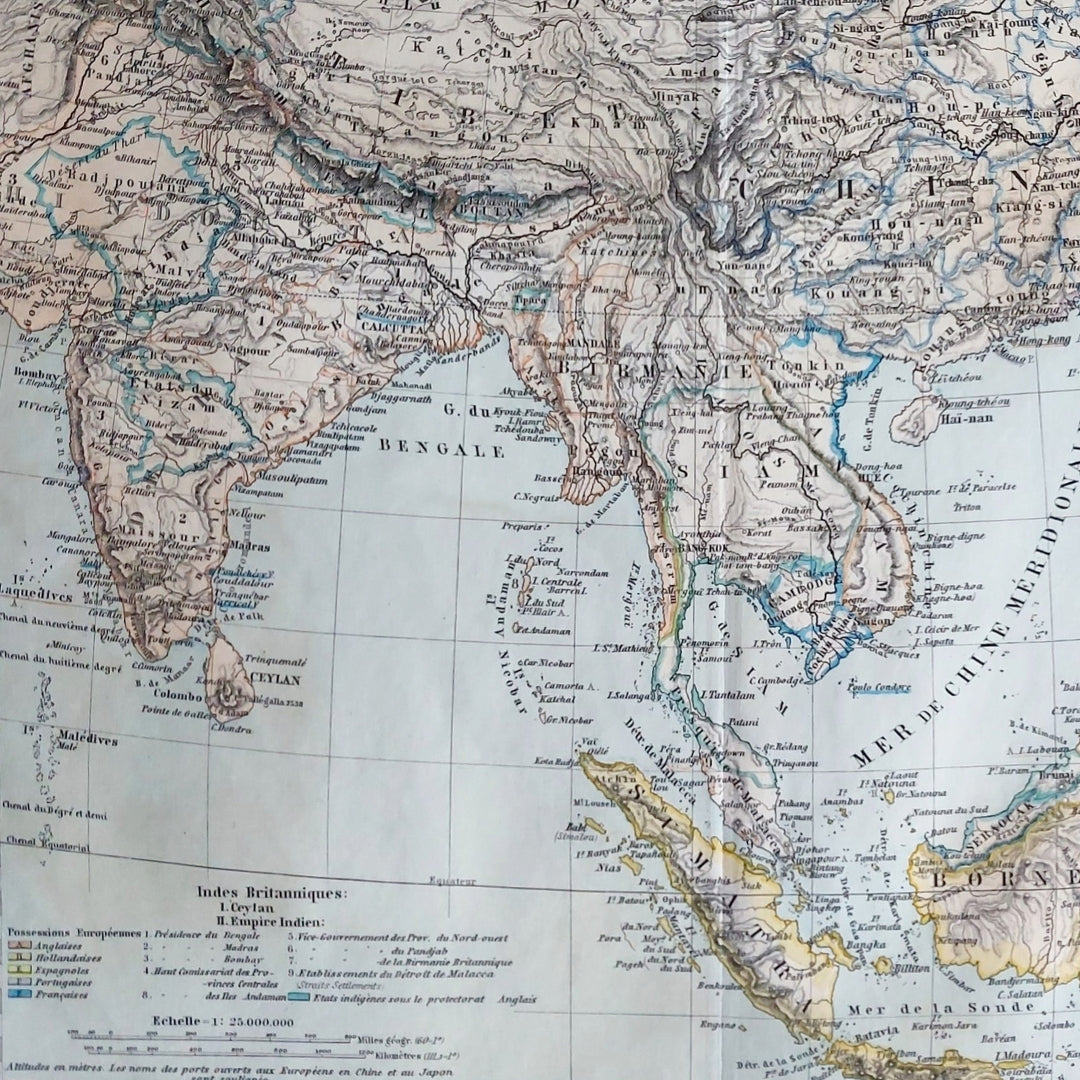 Original Antique Map 1886 - Indes Orientales (East Indies)