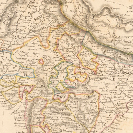 Original Antique Map 1828 - India and the Birman Empire with Part of China - ramblingsofasikh