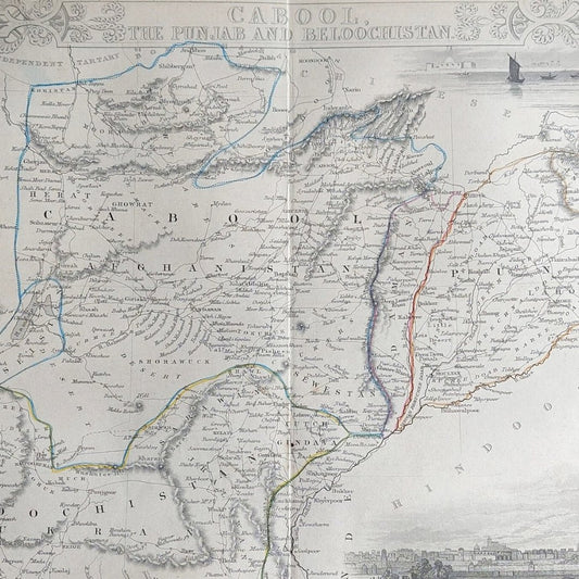 Original Antique Map 1855 - Cabool, The Punjab, and Beloochistan - ramblingsofasikh