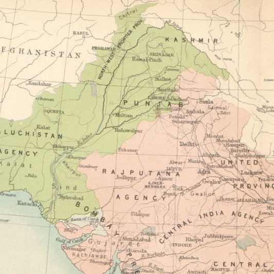 Original Antique Map 1909 - Prevailing Religions in British India - ramblingsofasikh
