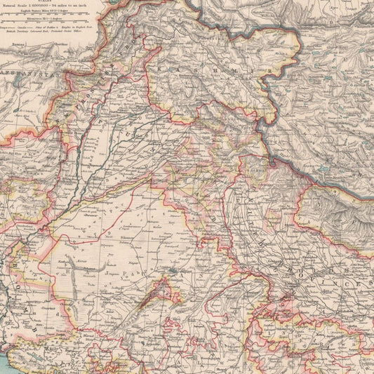 Original Antique Map 1912 - Northern British India: Battlefields and Dates - ramblingsofasikh