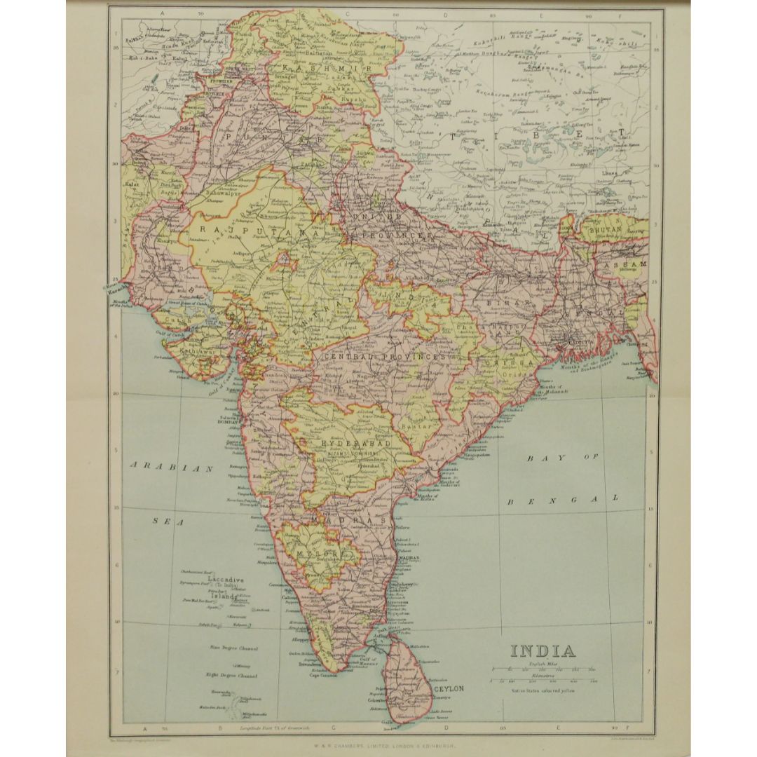 Original Antique Map c.1880 - India by The Edinburgh Geographical Institute, John Bartholomew & Son Ltd - ramblingsofasikh