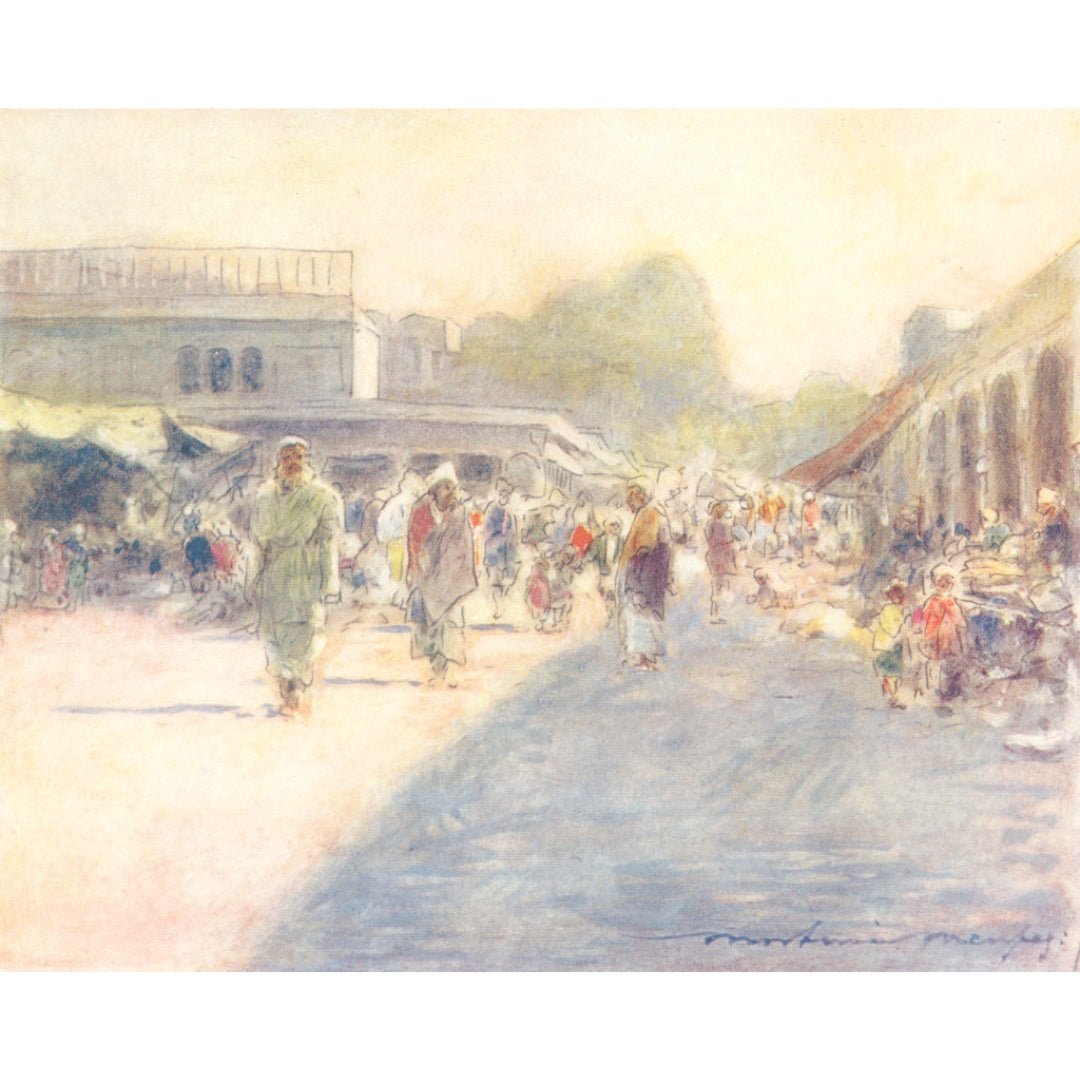 Original Antique Print 1905 - A Street in Peshawar, Pakistan - ramblingsofasikh