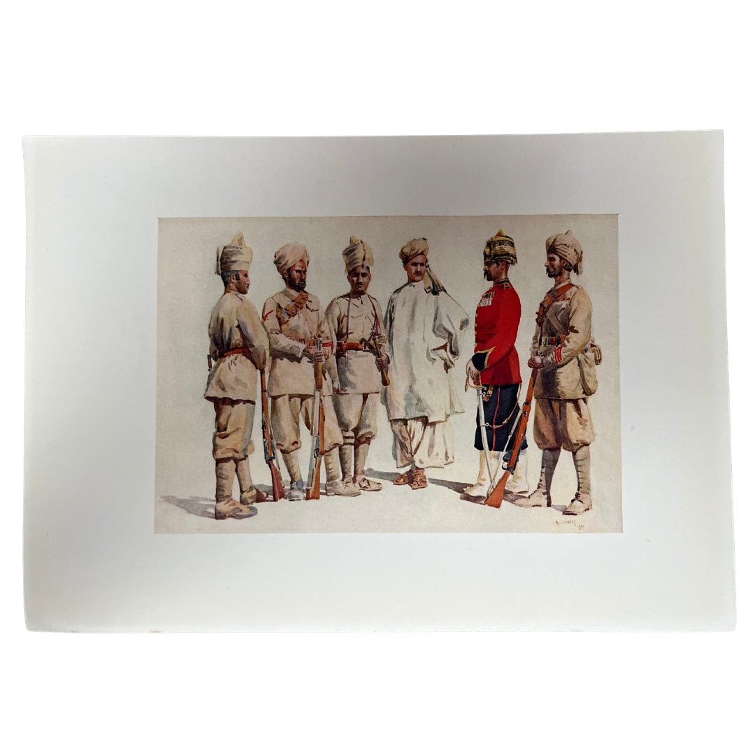Original Antique Print 1911 - 19th Punjabis: Lance Naik Jat Sikh, Bangash Afridi Pathan, and Jemadar Yusufzai - ramblingsofasikh