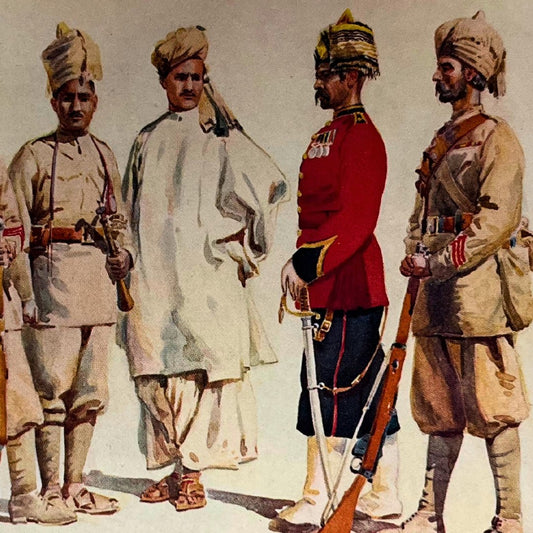 Original Antique Print 1911 - 19th Punjabis: Lance Naik Jat Sikh, Bangash Afridi Pathan, and Jemadar Yusufzai - ramblingsofasikh