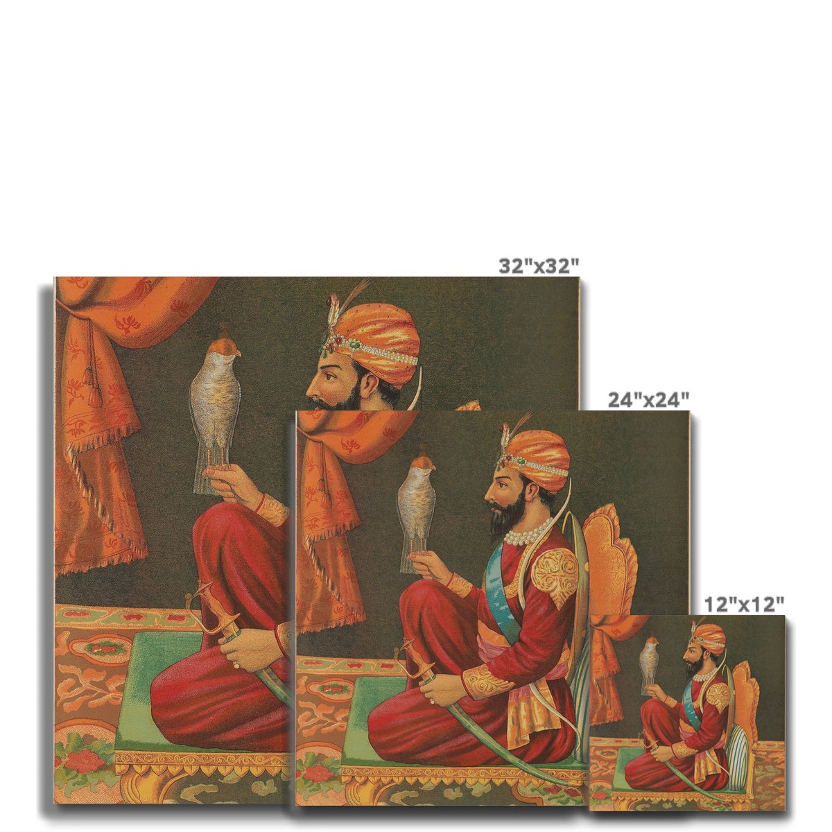 Guru Gobind Singh Ji with a Falcon, Chitra Shala Steam Press, Poona, circa 1900s Canvas