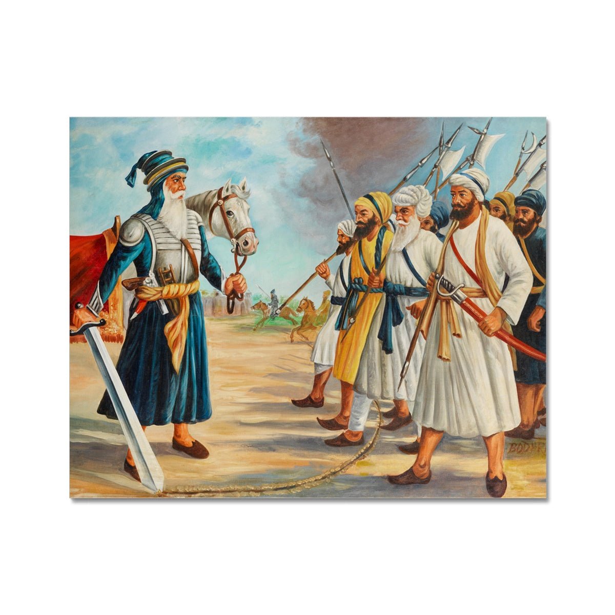 Baba Deep Singh By Bodhraj, circa 1984 Fine Art Print - ramblingsofasikh