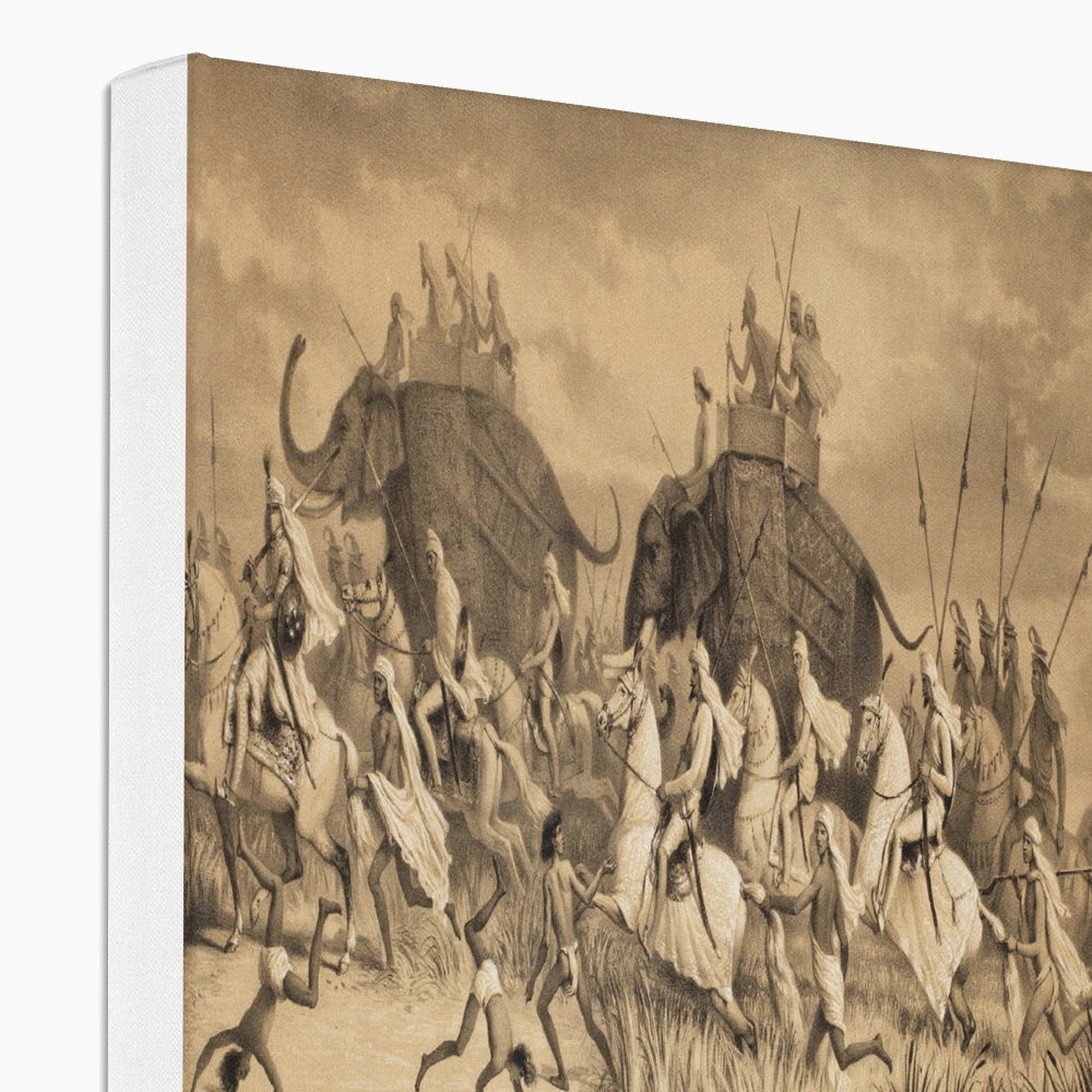 Cavalcade of Sikh Chieftains on Elephants, from 'Voyage in India', engraved by Louis Henri de Rudder (1807 - 81) pub. in London, 1858 Canvas - ramblingsofasikh