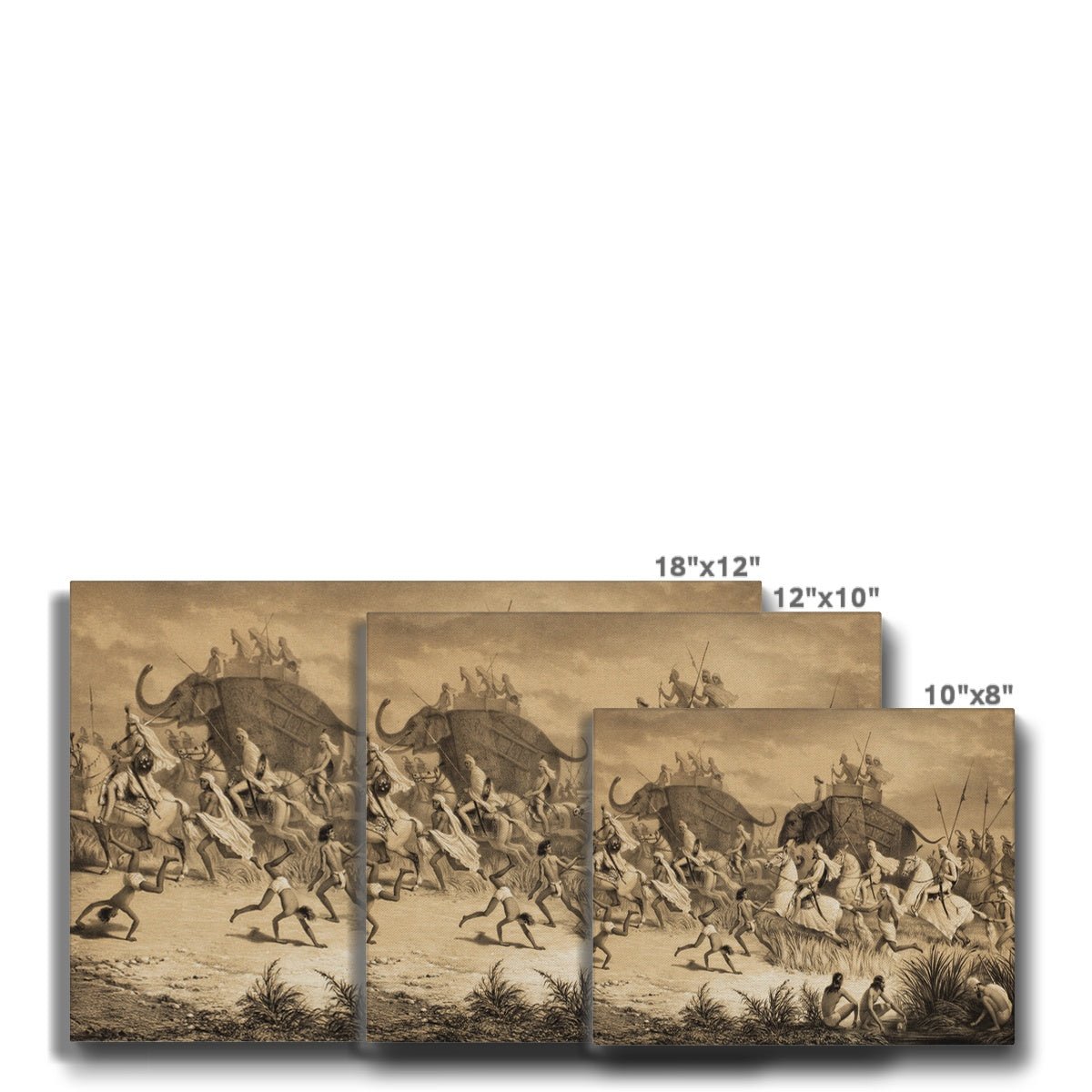 Cavalcade of Sikh Chieftains on Elephants, from 'Voyage in India', engraved by Louis Henri de Rudder (1807 - 81) pub. in London, 1858 Canvas - ramblingsofasikh