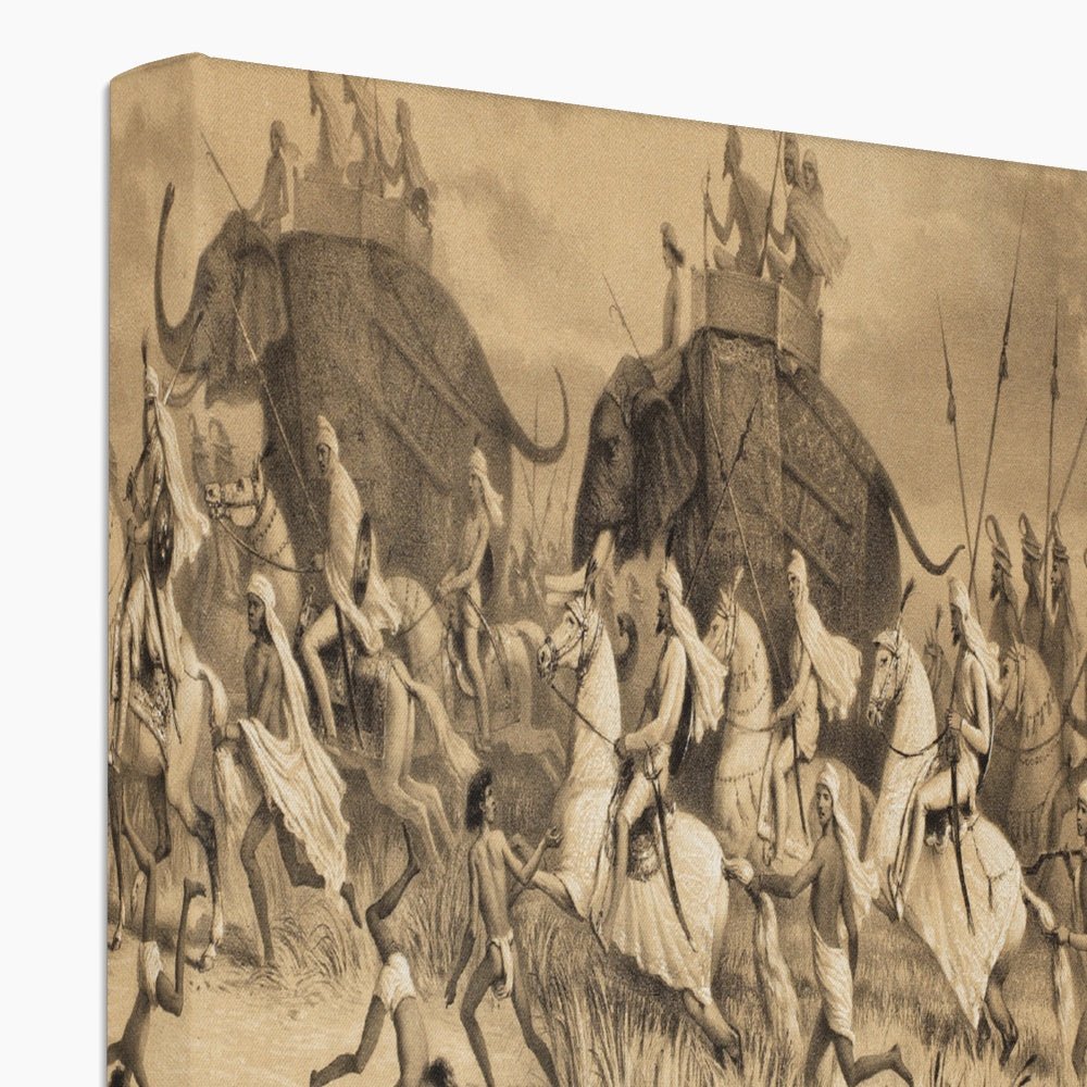 Cavalcade of Sikh Chieftains on Elephants, from 'Voyage in India', engraved by Louis Henri de Rudder (1807 - 81) pub. in London, 1858 Canvas - ramblingsofasikh