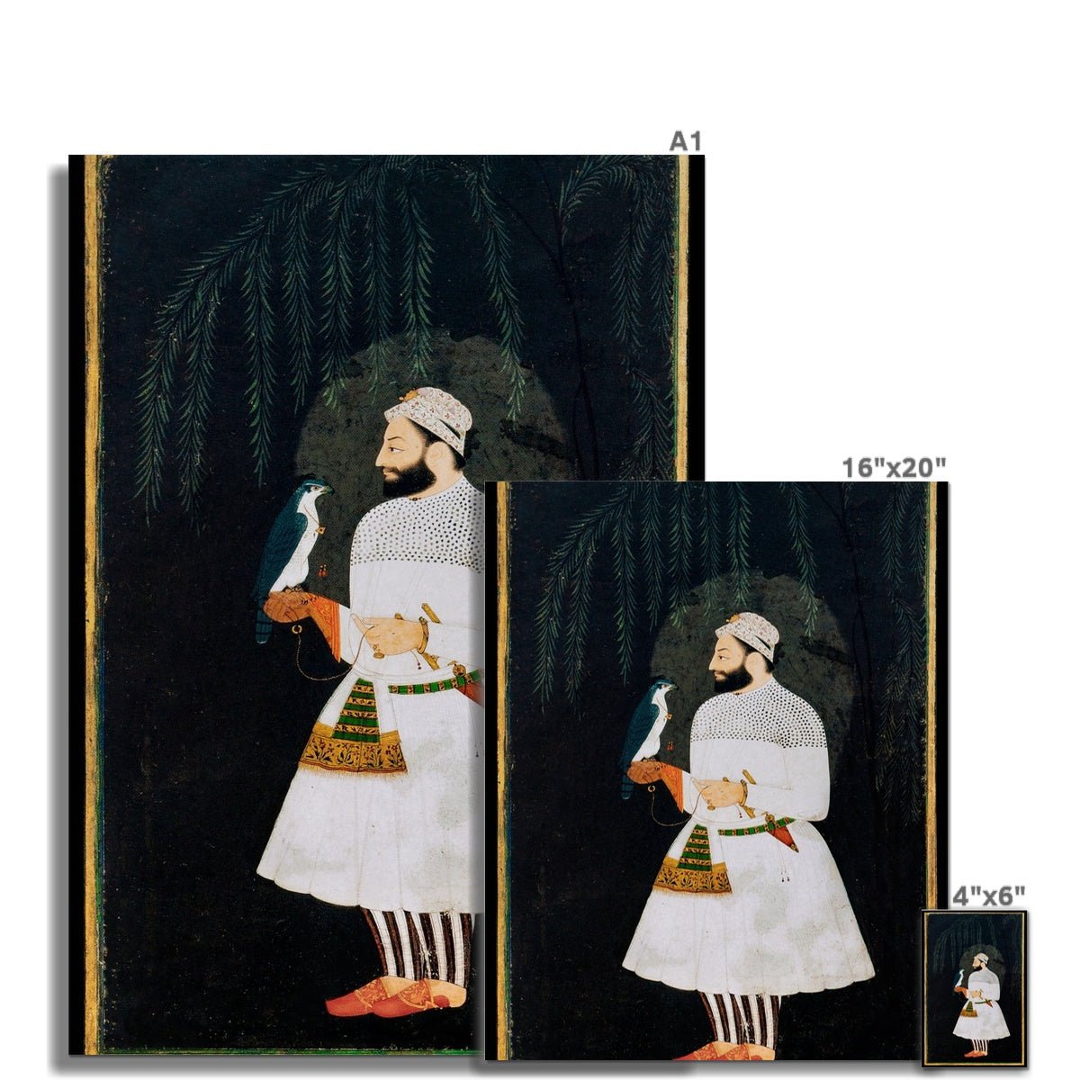 Contemporary painting of Guru Hargobind Sahib Ji. Provincial Mughal school, Deccan, mid - 17th century Fine Art Print - ramblingsofasikh