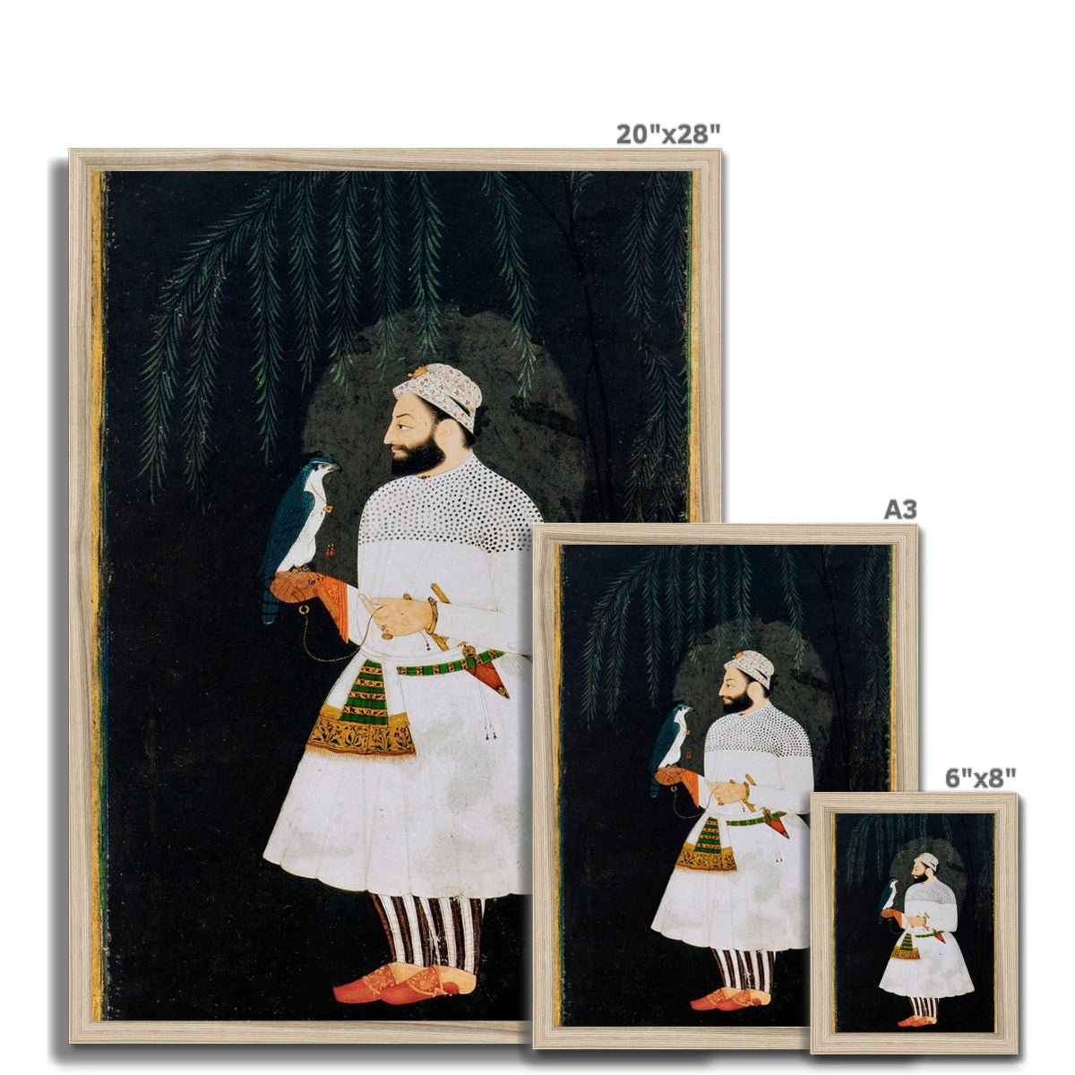 Contemporary painting of Guru Hargobind Sahib Ji. Provincial Mughal school, Deccan, mid - 17th century Framed Print - ramblingsofasikh