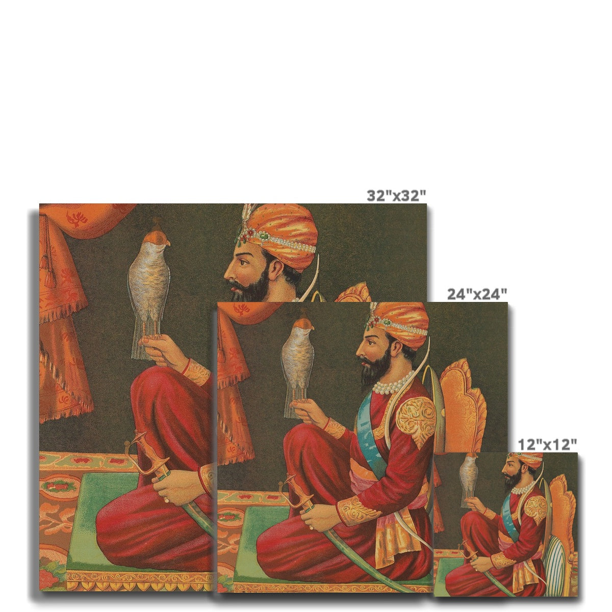 Guru Gobind Singh Ji with a Falcon, Chitra Shala Steam Press, Poona, circa 1900s Canvas