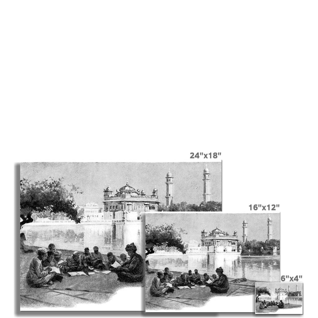 Group of Students at Harmandir Sahib, Amritsar - British Raj Era 19th Century Fine Art Print - ramblingsofasikh