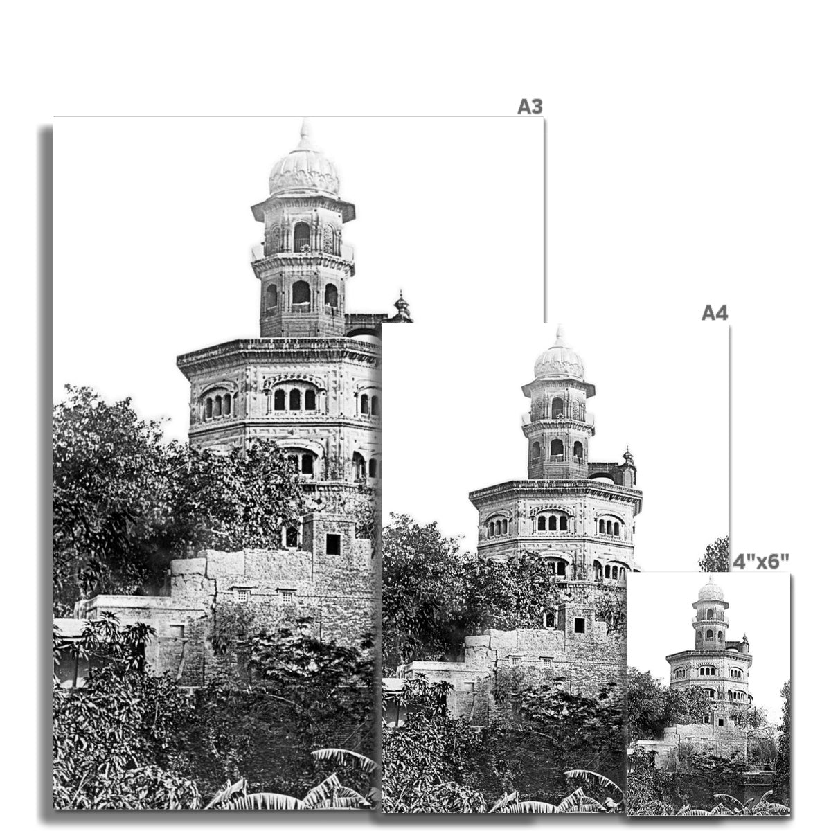 Gurdwara Baba Atal Rai Sahib Bunga, Punjab, circa 1890 Fine Art Print - ramblingsofasikh
