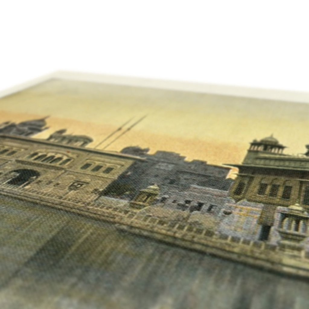 Vintage colourised photograph of Sri Harmandir Sahib, Amritsar, late 19th Century Canvas - ramblingsofasikh