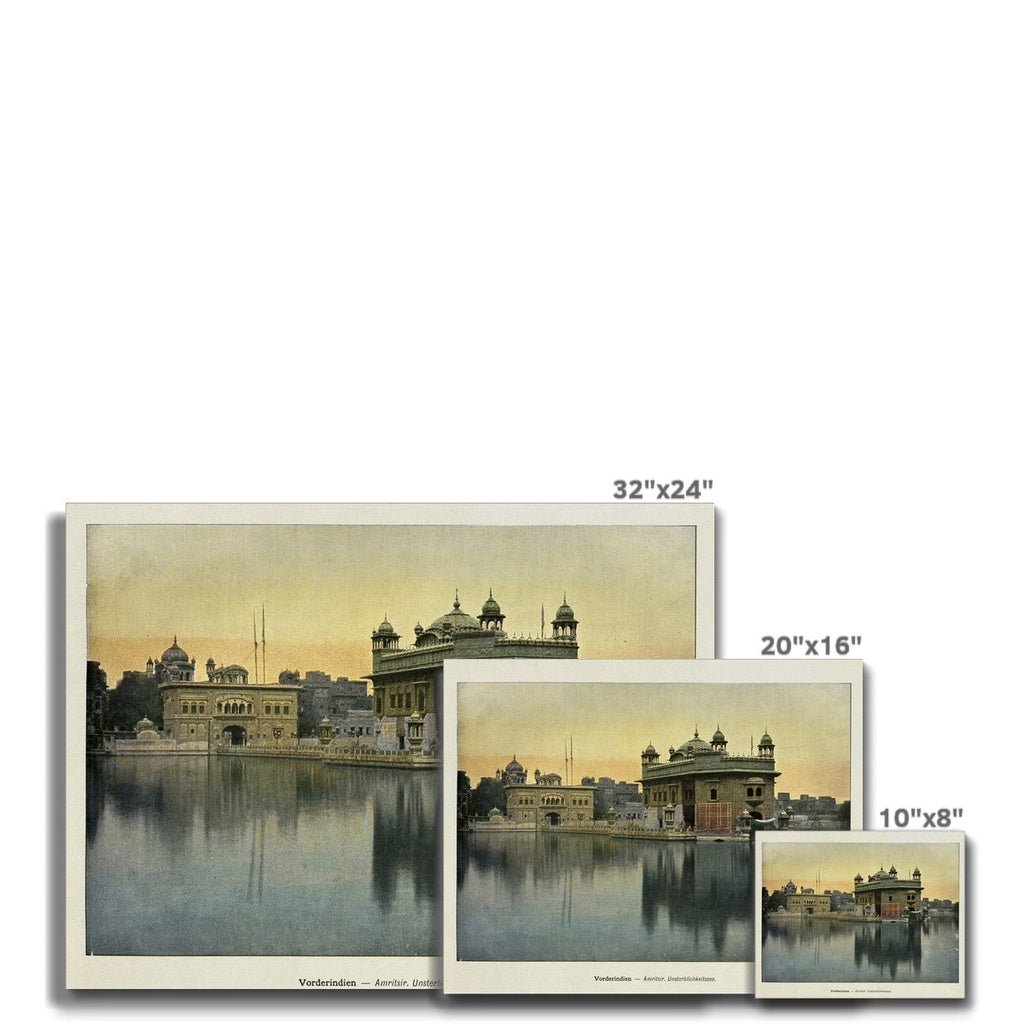 Vintage colourised photograph of Sri Harmandir Sahib, Amritsar, late 19th Century Canvas - ramblingsofasikh