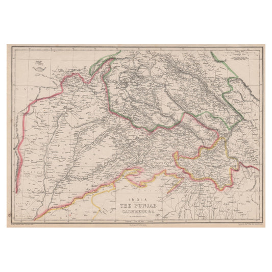 Well 1863 Map of British India 'The Punjab Cashmere &c'