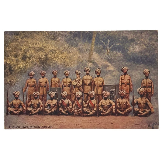 A Sikh Maxim Gun Squad , 1914 - Antique Postcard