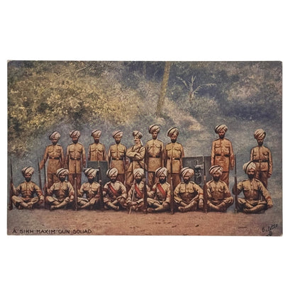 A Sikh Maxim Gun Squad , 1914 - Antique Postcard