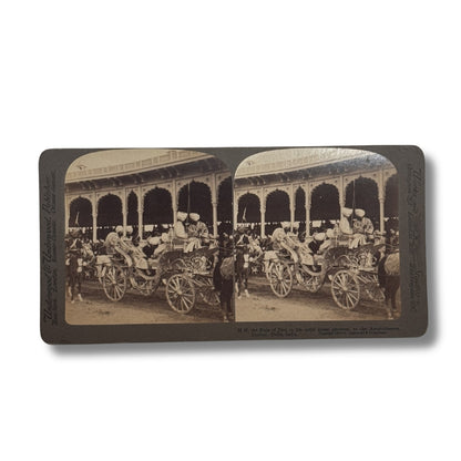 Original Stereo View Photograph of the Silver Phaeton of H.H. the Maharaja of Jind, Sikh State, Delhi Durbar, c.1900s