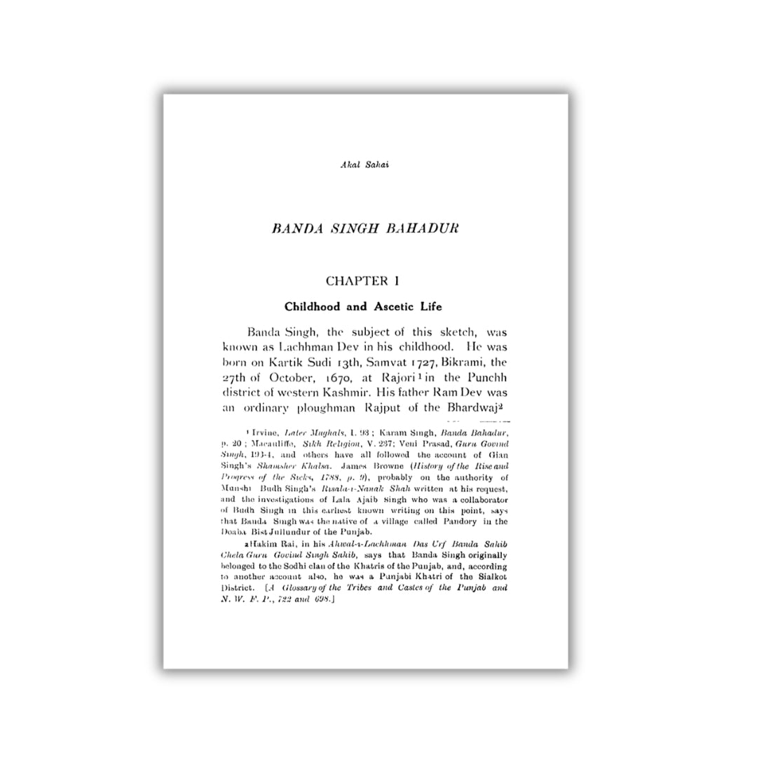 Life of Banda Singh Bahadur Based on Contemporary and Original Records by Ganda Singh (PRE-ORDER)