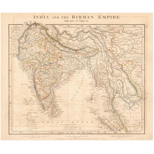 Original Antique Map 1828 - India and the Birman Empire with Part of China - ramblingsofasikh