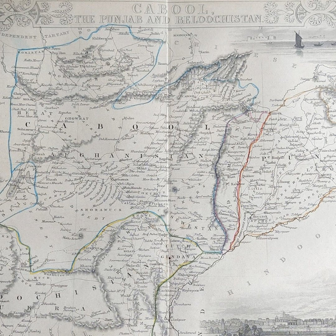 Original Antique Map 1855 - Cabool, The Punjab, and Beloochistan - ramblingsofasikh