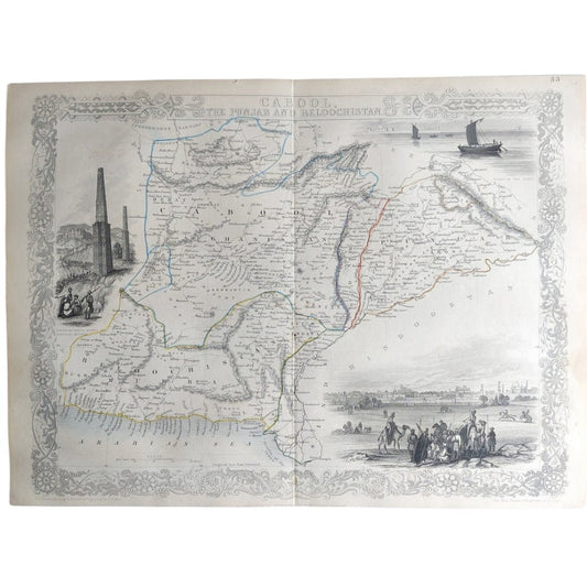 Original Antique Map 1855 - Cabool, The Punjab, and Beloochistan - ramblingsofasikh