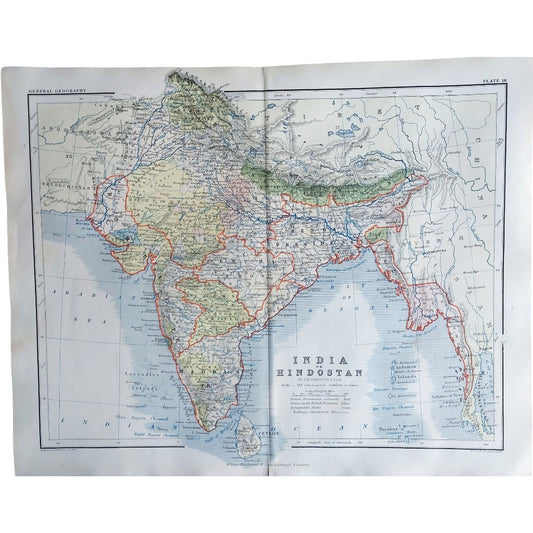 Original Antique Map 1857 - India or Hindostan - ramblingsofasikh