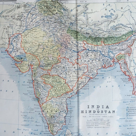 Original Antique Map 1857 - India or Hindostan - ramblingsofasikh
