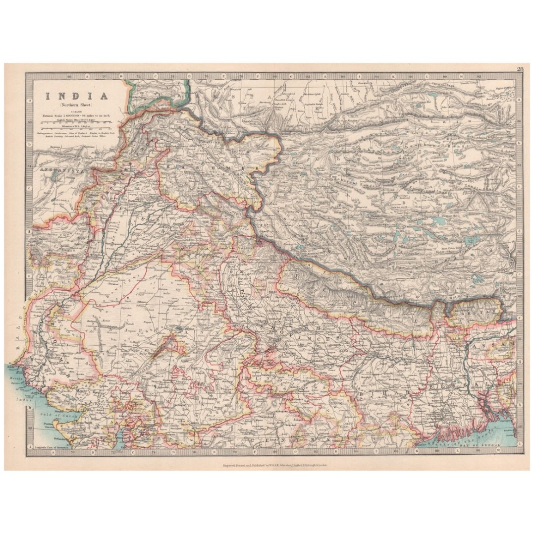 Original Antique Map 1912 - Northern British India: Battlefields and Dates - ramblingsofasikh