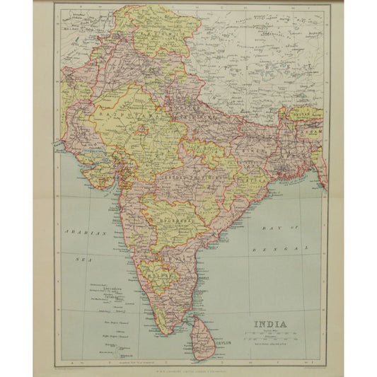 Original Antique Map c.1880 - India by The Edinburgh Geographical Institute, John Bartholomew & Son Ltd - ramblingsofasikh
