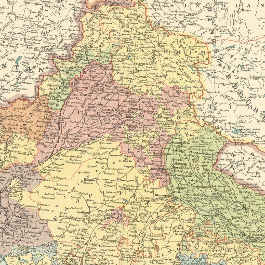 Original Antique Map c.1925 - India, North - West with Baluchistan - ramblingsofasikh