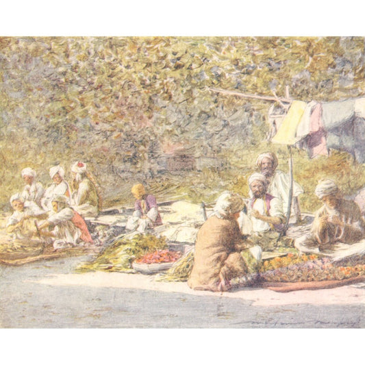 Original Antique Print 1905 - A Vegetable Market, Peshawar, Pakistan - ramblingsofasikh