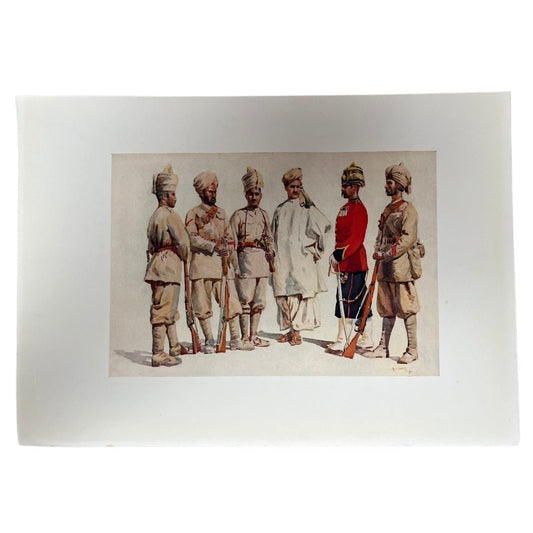 Original Antique Print 1911 - 19th Punjabis: Lance Naik Jat Sikh, Bangash Afridi Pathan, and Jemadar Yusufzai - ramblingsofasikh