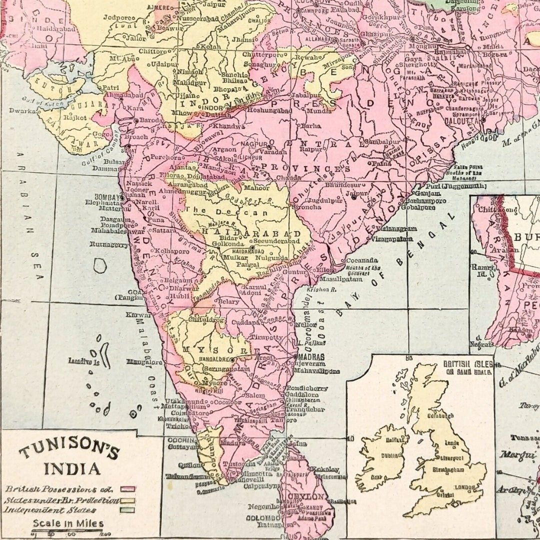 Tunison’s 1891 Map of India – British Territories, Protectorates & Independent States - ramblingsofasikh