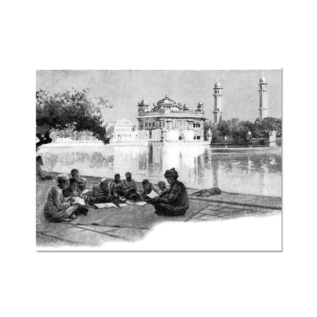 Group of Students at Harmandir Sahib, Amritsar - British Raj Era 19th Century Fine Art Print - ramblingsofasikh