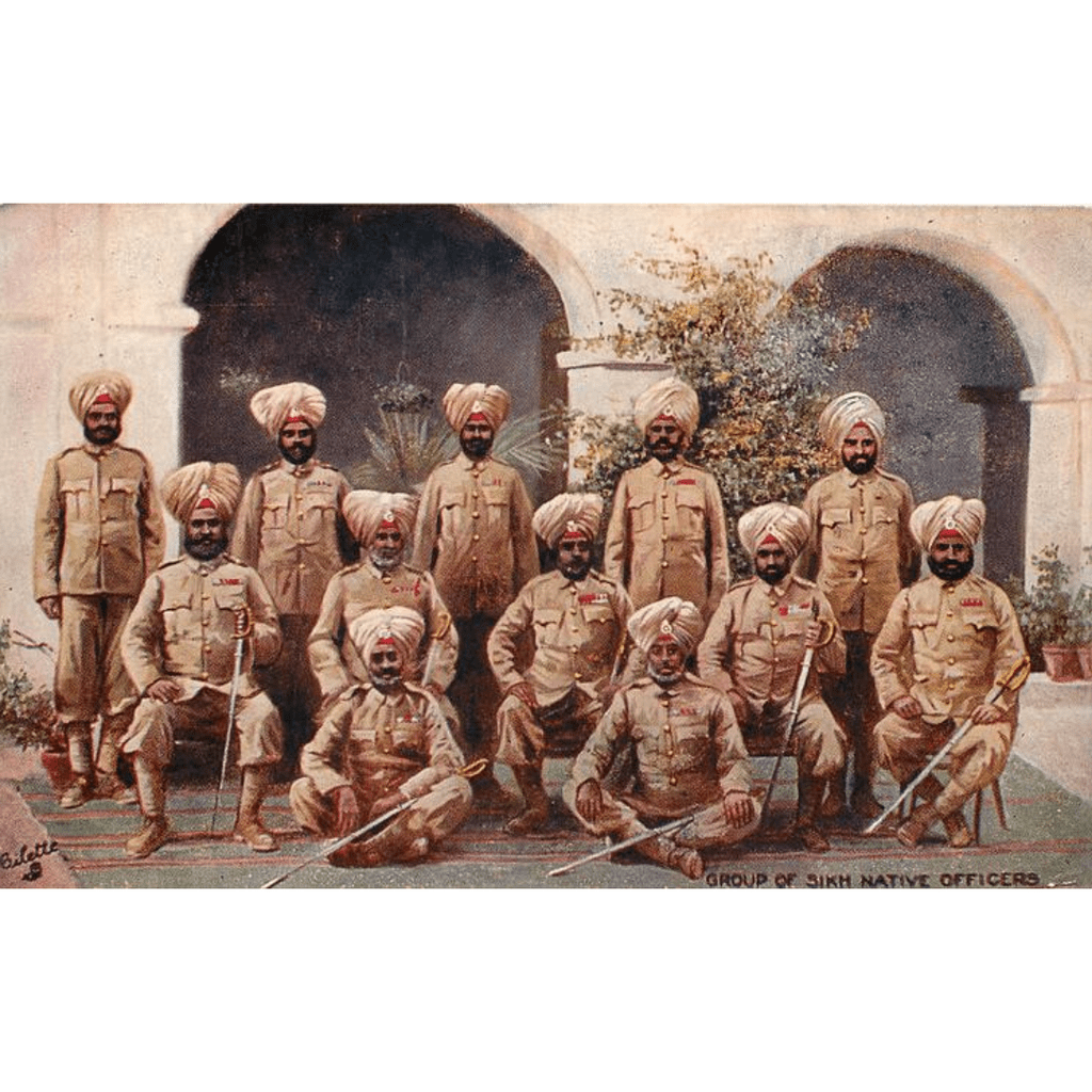 No 8733. Group of Sikh Native Officers. Tuck's - Unused Antique Postcard - ramblingsofasikh
