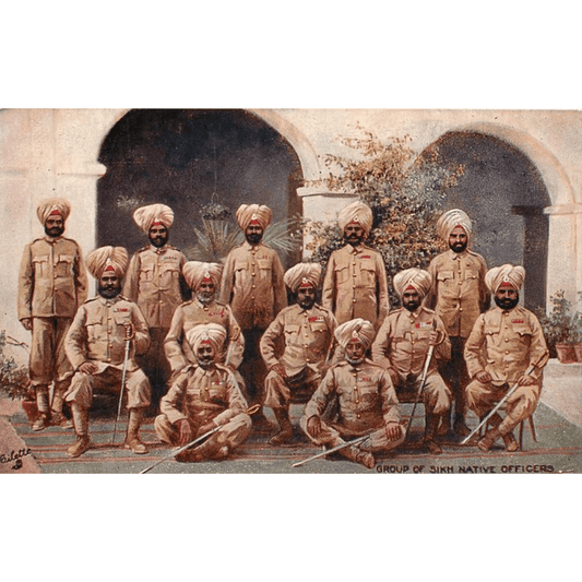 No 8733. Group of Sikh Native Officers. Tuck's - Unused Antique Postcard - ramblingsofasikh