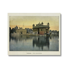 Load image into Gallery viewer, Vintage colourised photograph of Sri Harmandir Sahib, Amritsar, late 19th Century Canvas - ramblingsofasikh
