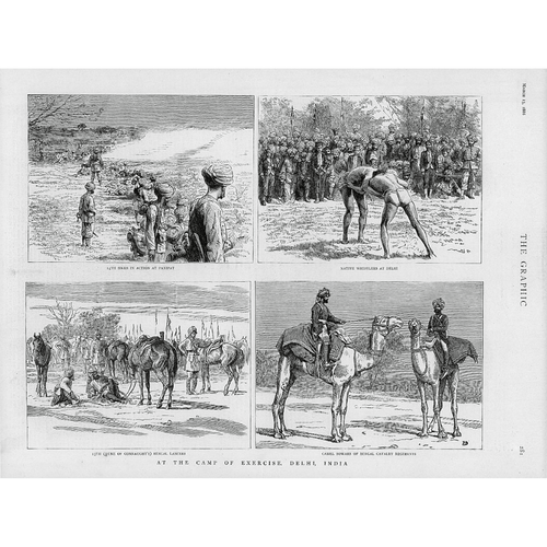 Original Antique The Graphic March 13 1886 - At the Camp Exercise, Delhi, India - ramblingsofasikh