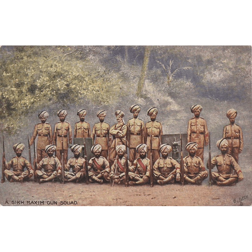 A Sikh Maxim Gun Squad , 1914 - Unused Antique Postcard - ramblingsofasikh