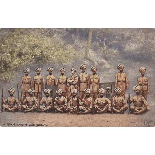 A Sikh Maxim Gun Squad , 1914 - Unused Antique Postcard - ramblingsofasikh