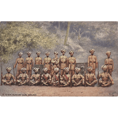 A Sikh Maxim Gun Squad , 1914 - Unused Antique Postcard - ramblingsofasikh