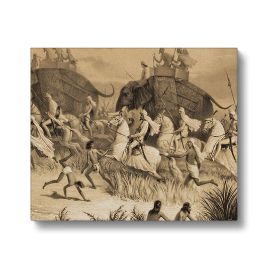 Cavalcade of Sikh Chieftains on Elephants, from 'Voyage in India', engraved by Louis Henri de Rudder (1807 - 81) pub. in London, 1858 Canvas - ramblingsofasikh