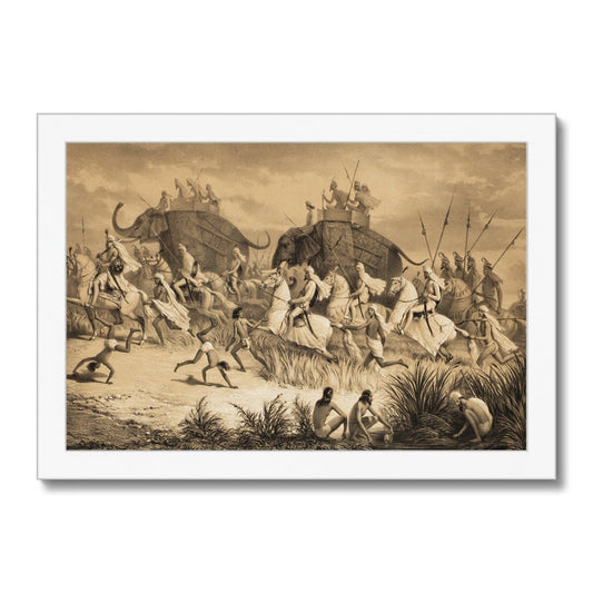 Cavalcade of Sikh Chieftains on Elephants, from 'Voyage in India', engraved by Louis Henri de Rudder (1807 - 81) pub. in London, 1858 Framed Print - ramblingsofasikh
