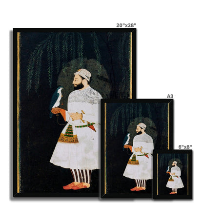 Contemporary painting of Guru Hargobind Sahib Ji. Provincial Mughal school, Deccan, mid - 17th century Framed Print - ramblingsofasikh