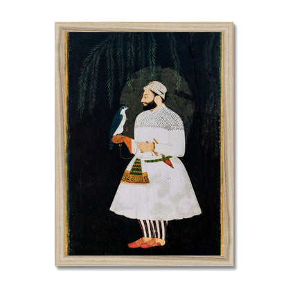 Contemporary painting of Guru Hargobind Sahib Ji. Provincial Mughal school, Deccan, mid - 17th century Framed Print - ramblingsofasikh